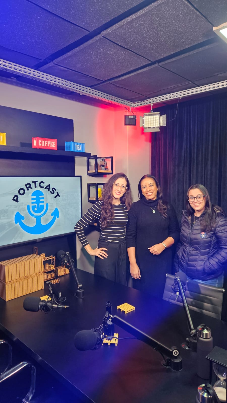 Gravação do podcast Portcast com convidadas